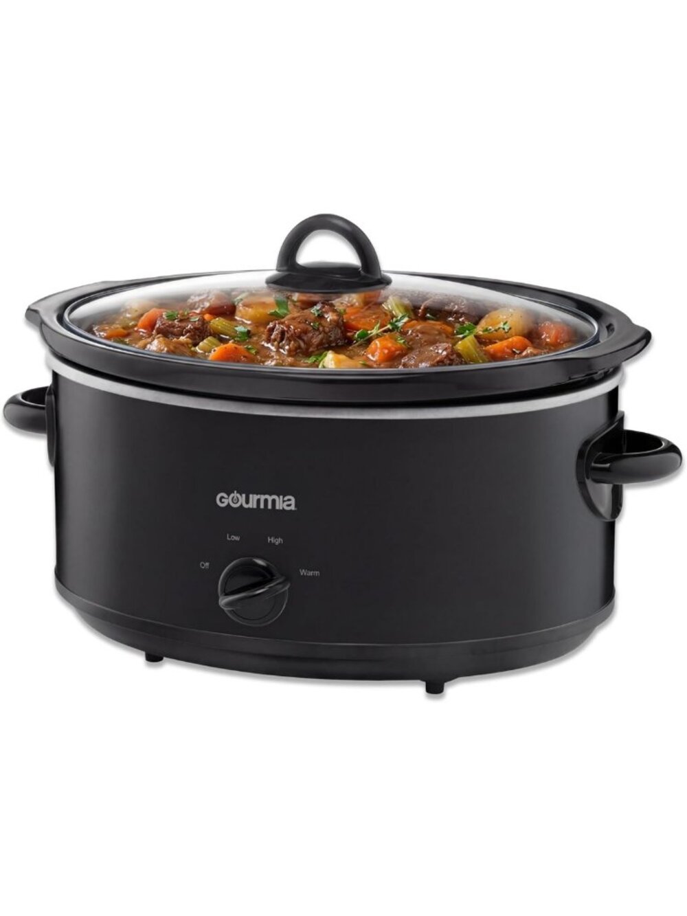 6 Quart Slow Cooker with Removable Ceramic Pot, Manual Controls & 3 Settings